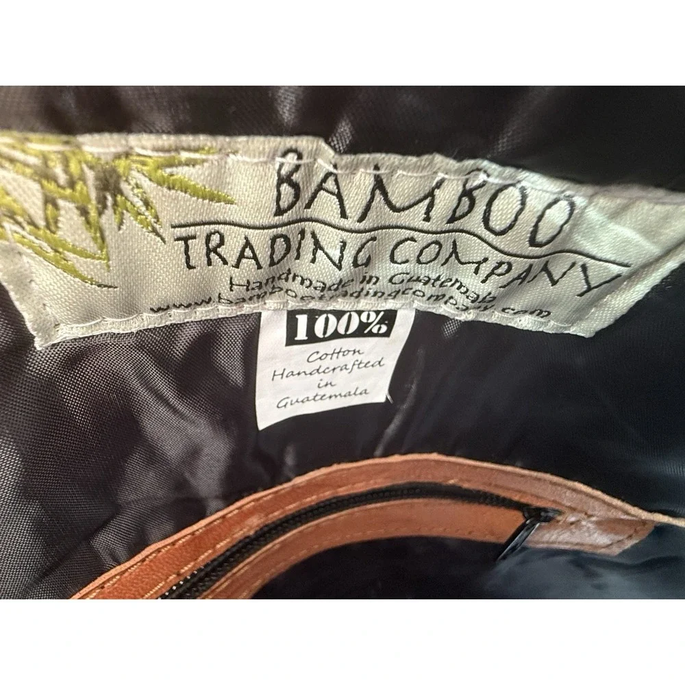 Bamboo Trading Co. Boho Weekender Bag Handmade Guatemala Handwoven Leather Strap